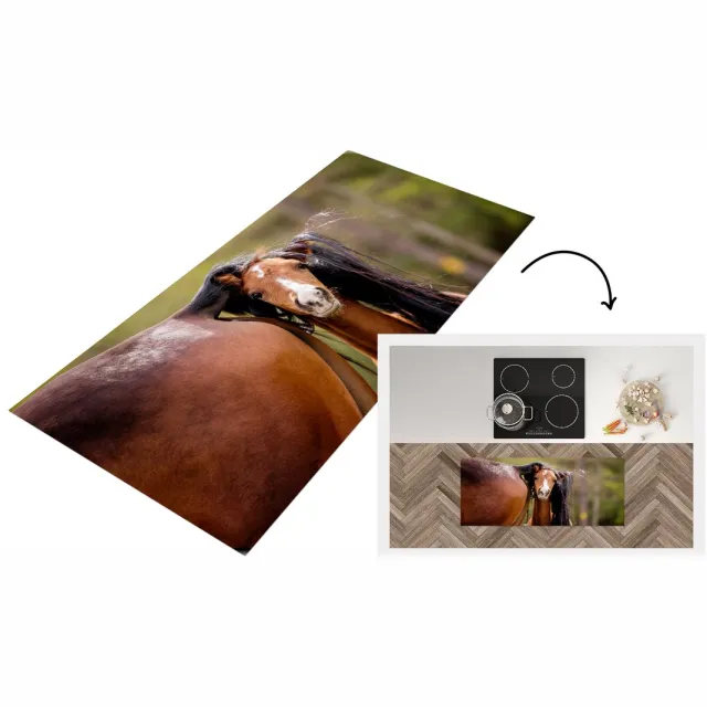 KitchenYeah Keukenloper - Loper keuken - Paarden - Natuur - Bruin - Keukenloper vinyl Multicolor