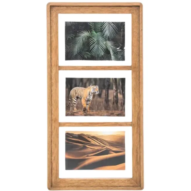 Atmosphera Collage fotolijst Opera - voor 3x foto - voor 10 x 15 cm fotos - hout - beige - 24 x 47 cm - lijstje - muur - horizontaal en verticaal
