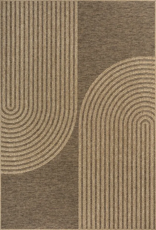 the carpet Kansas – robuust in- & outdoortapijt met modern lijnpatroon, naturel 60 x 90 cm naturel met grafisch lijnpatroon