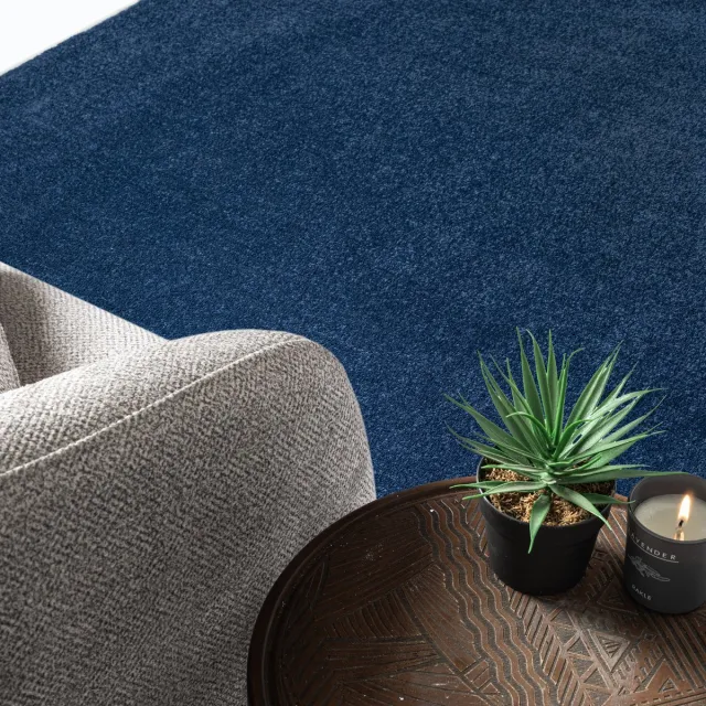 Muratap Uni Effen Laagpolig Vloerkleed Modern Donker Blauw Navy- 80x150 CM