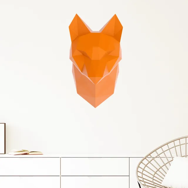 Ambiance Sticker 3D-sticker origami oranje vos 50 x 30 cm Multi color