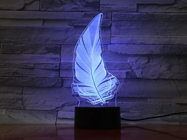 MC Living 3D Led Lamp Met Gravering - RGB 7 Kleuren - Veer