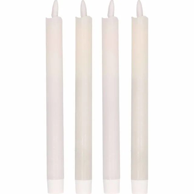 Magic Flame Dinerkaarsen - LED - 4x stuks - wit - 25 cm - met glitters - Woondecoratie - Elektrische kaarsen - warm wit Creme