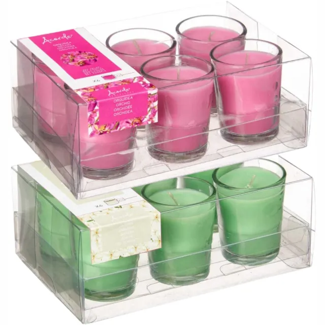 Arte r Arte regal geurkaarsen set - 6x jasmijn - 6x orchidee - in glas - 8 branduren Lichtgroen