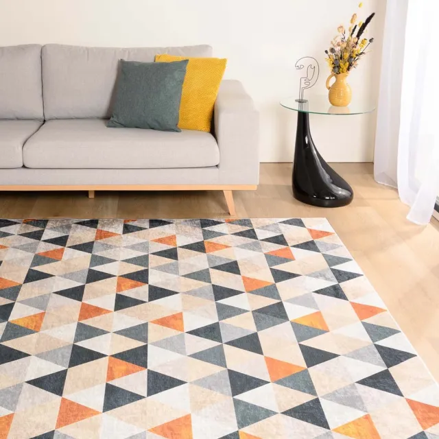 Tapeso Geometrisch vloerkleed wasbaar - Moderna groen/geel 240x340