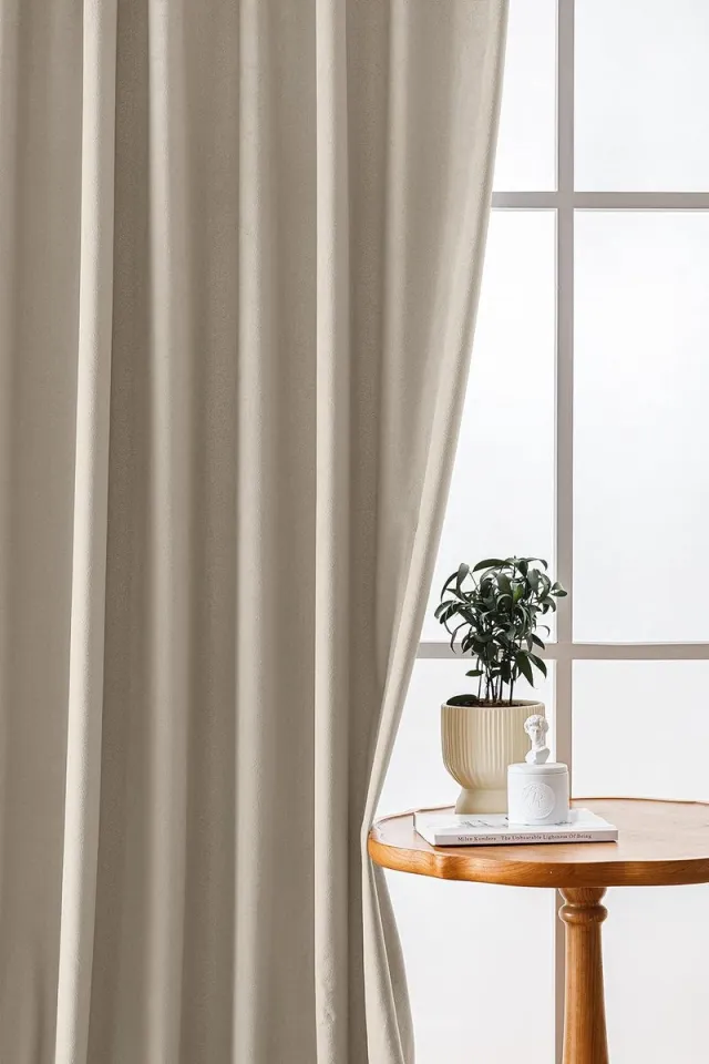 Thuys Gordijnen 250x140 cm - gordijnen voor ramen en balkondeur - gordijn voor huis met oogjes - ondoorzichtig - gordijnroede gordijnen - crème