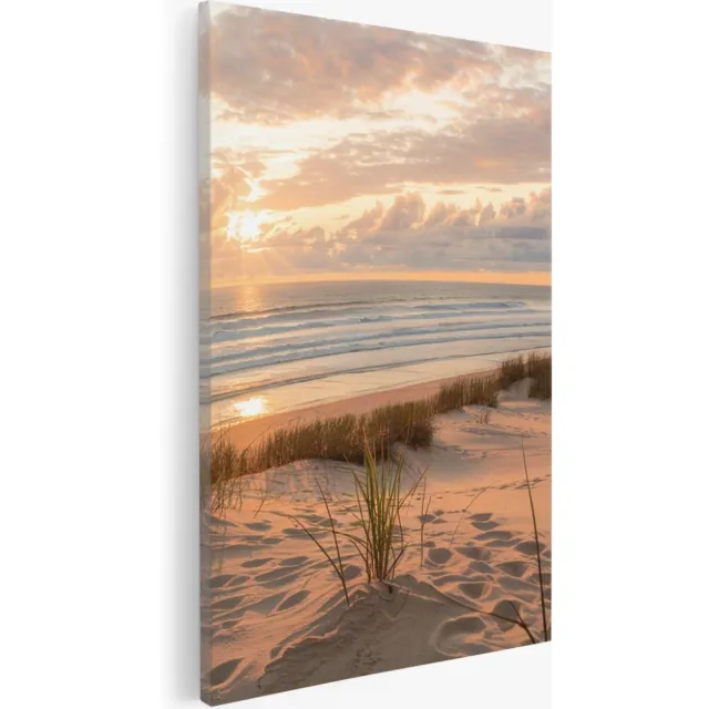 Saammp Canvas Schilderij - Strand En Zee - duinen - 30x45 - Foto op canvas - Wanddecoratie - muurdecoratie Woonkamer - Slaapkamer decoratie - Canvas Print Multicolor