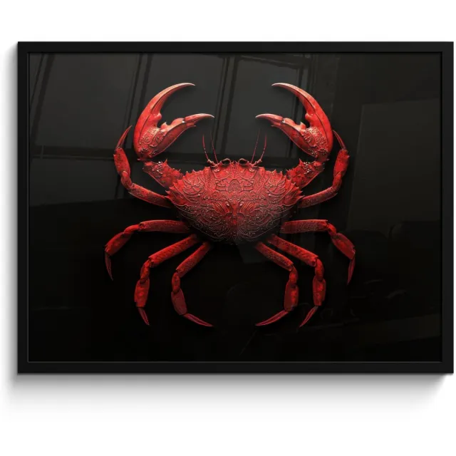 FrameYourWall Poster in lijst - Fotolijst 70x50 cm - Posters - Krab - Rood - Vissen - Schaaldieren - Posterlijst zwart - Decoratie - Wanddecoratie woonkamer - Muurdecoratie slaapkamer