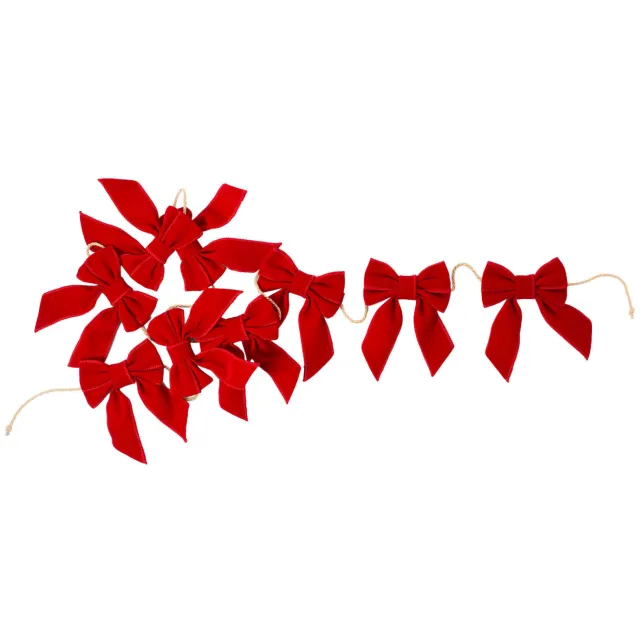 Vondels guirlande met velvet strikken rood (180cm)