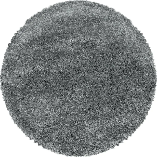 flycarpets Luna Vloerkleed Rond - Lichtgrijs - Hoogpolig - 200 cm Zilver