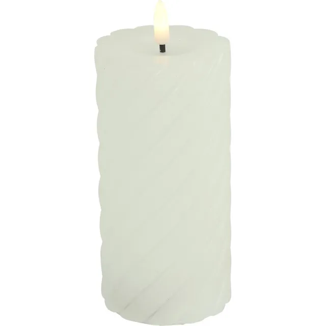 Countryfield Luxe LED kaars/stompkaars - wit - D7,5 x H15 cm - timer - twirly