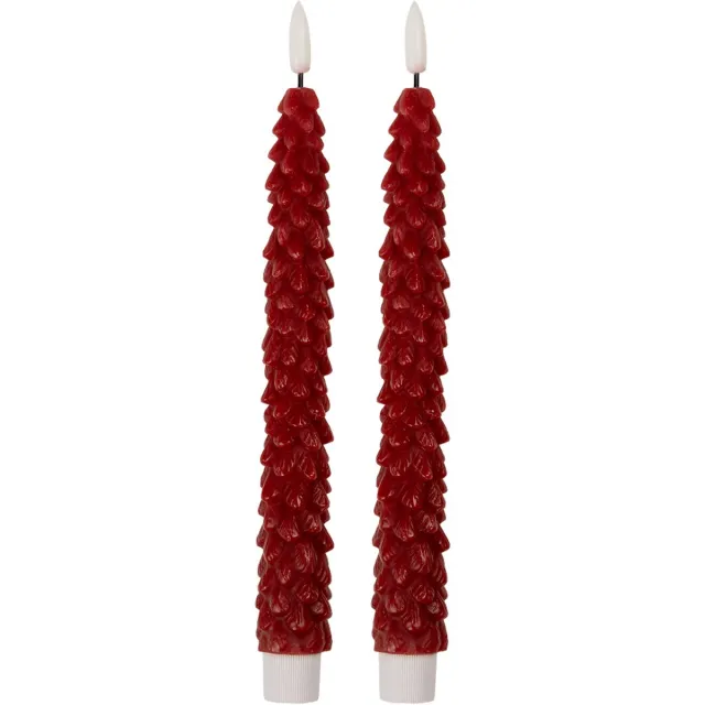 Clayre & Eef LED Dinerkaarsen set van 2 Ø 3x25 cm Rood Wax