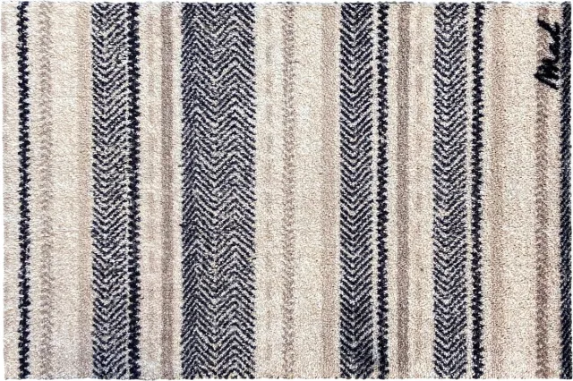 Mad About Mats Ian - badmat deurmat - strepen - droogloop/touch - wasbaar - 50x75cm beige