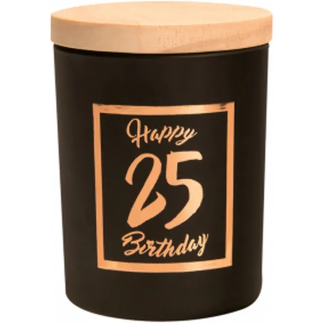 Snoepkado.com Geurkaars - Black/Rose - Happy Birthday - 25 jaar - In cadeauverpakking