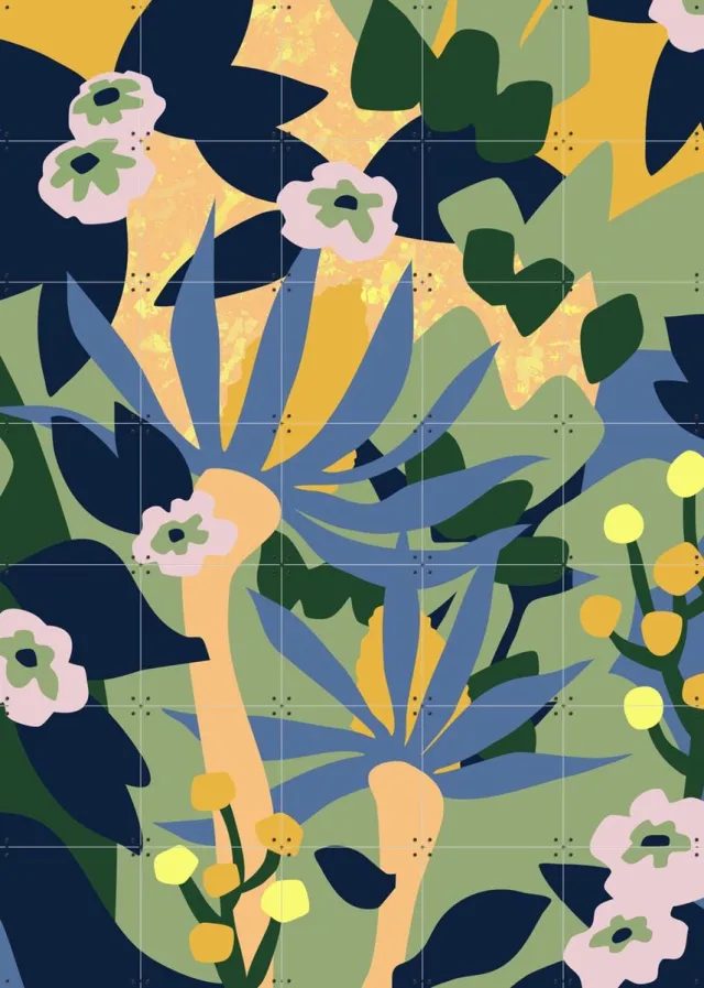 IXXI Why so Secretive, Megan Gallagher - 100 x 140 cm - Grote wanddecoratie en posters - Digitale Kunst, Illustraties, Kleurrijk, Abstract, Woonkamer Groen / Blauw / Geel