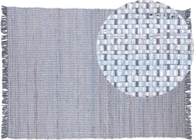 Beliani BESNI - Laagpolig vloerkleed - Donkergrijs - 160 x 230 cm - Katoen