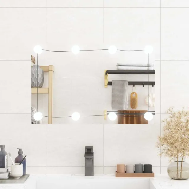vidaXL Wandspiegel met LED's rechthoekig 40x60 cm glas Zilver