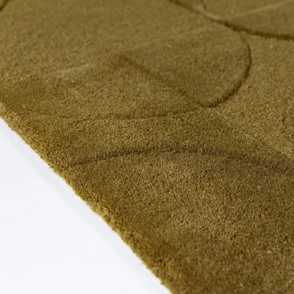 Flair Rugs Gigi Wool Geometric Circle rond vloerkleed olijfgroen, foto 3