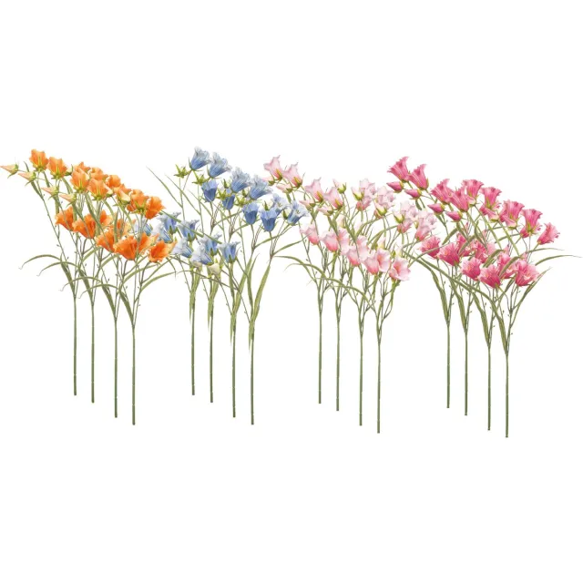 Emerald Kunstbloem Klokje 65cm - Set van 16 - Kunstplant voor binnen Oranje, Fuchsia, Blauw & Lichtroze - Set van 16