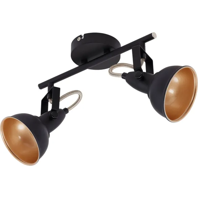 Briloner SOFT - Plafondspot – retro opbouwspot – zwart-goud – 2x E14 fitting – kantelbaar – metaal – 30.4 cm