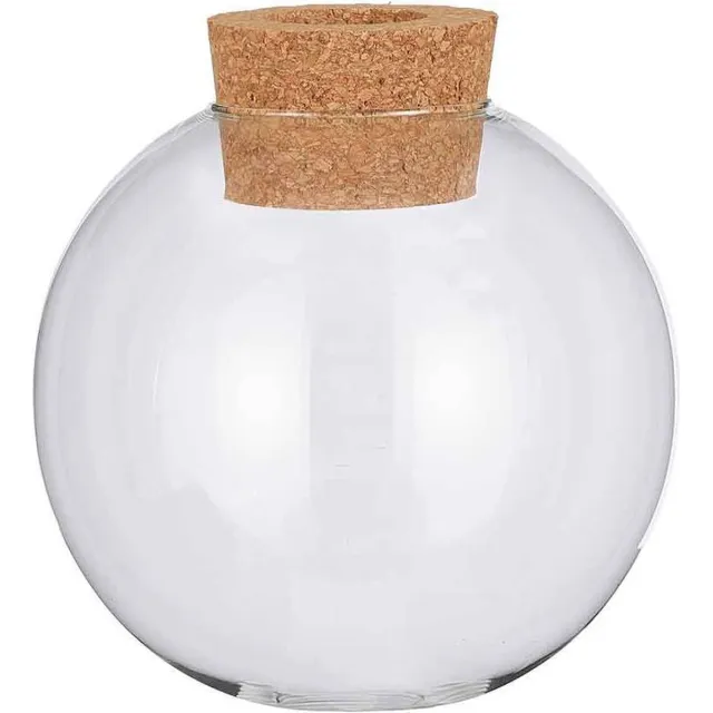 Mica Decorations Vaas Jillian bol glas transparant - H 21 x Ø 20 cm