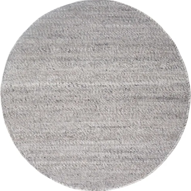 Veer Carpets Vloerkleed Pebbel 834 - Rond ø160 cm - Wol Viscose Laagpolig Vloerkleed – Modern / Design Interieur Grijs