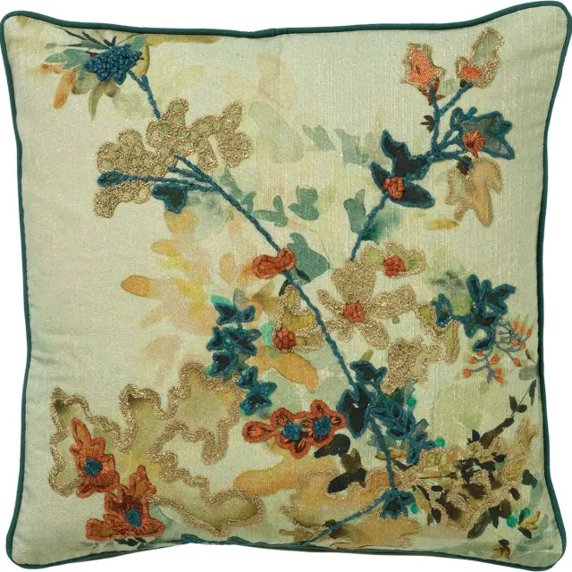 Hoii FLORETTE | sierkussen 45x45 cm | Mountain View | groen | multicolor | Hoii | met duurzame kussenvulling Donkergroen