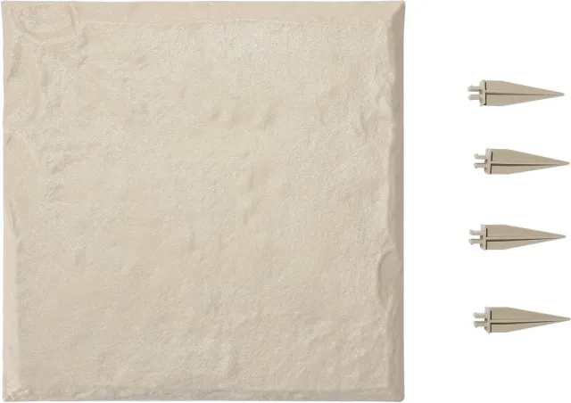 Vevor Stepping Stones Garden, 8 Stuks, 395x395 mm, Decoratieve Bestratingsplaat met Palen, Kunststof Padtegels, Stenen Plaat van Pc-Hars, Steenlook voor Gazon, Terraslandschap, Beige