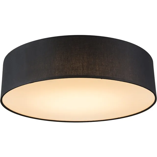 QAZQA drum led - Moderne LED Plafondlamp - 1 lichts - Ø 400 mm - Zwart - Woonkamer | Slaapkamer | Keuken