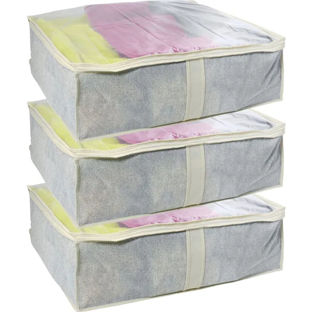 MSV opbergtas/beschermhoes beddengoed/kleding - 3x - grijs - polyester - 65 x 55 x 20 cm