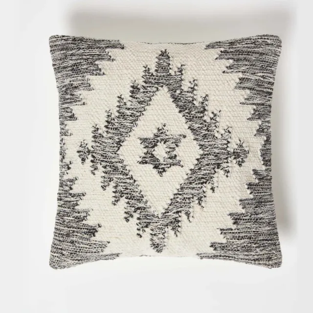 Homescapes Kelim kussen Karu grijs-crème - kussen 45 x 45 cm met vulling Grijs-Creme