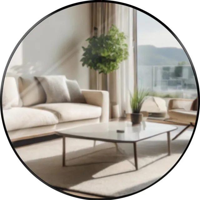 CLP Elsie Wandspiegel - Rond - Diepte lijst 3 cm - ideaal voor woonkamer, slaapkamer of badkamer - zwart