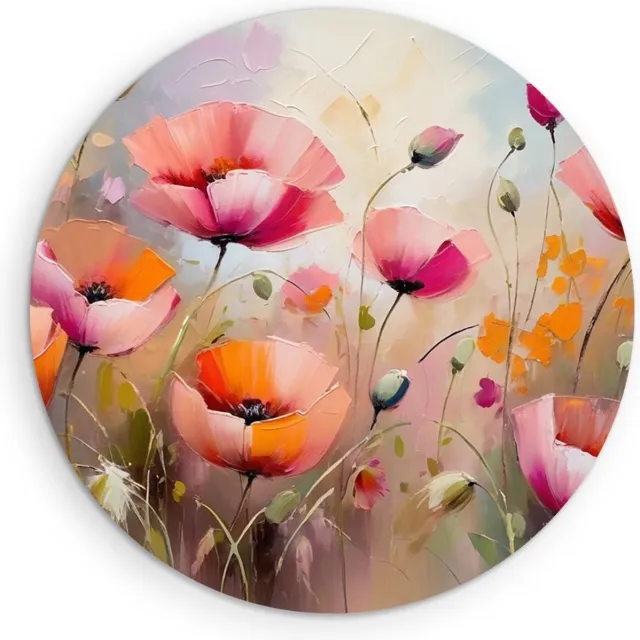 Saammp Forex Muurcirkel - Oranjetinten - Bloemen - Abstract - Ø 50 - Wandcirkel - Wanddecoratie Cirkel - Muurdecoratie Woonkamer - Kantoor Decoratie
