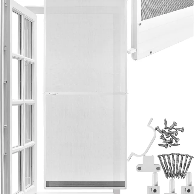 Tectake Hordeur 95 x 210 cm – Insectenhor met Aluminium Frame – Op Maat te Maken – Vliegenhor met Glasvezel Muggengaas – Weer- en UV-bestendig – Incl. Montagemateriaal – Wit