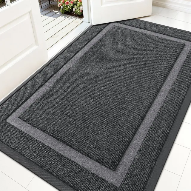 Homaxy Deurmat Binnen - Droogloopmat - Antislip Deurmat - Schoonloopmat - Wasbaar - grijs - 89X150cm