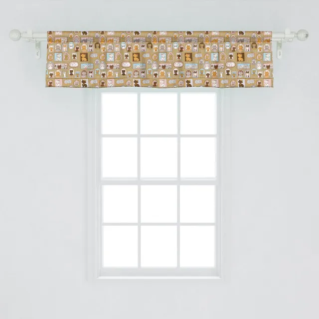 ABAKUHAUS Kattenraamvalletje, Gordijnvalletje voor Keuken en Slaapkamer met Tunnelzoom, 137 cm x 30 cm, Multicolor Lichtbruin