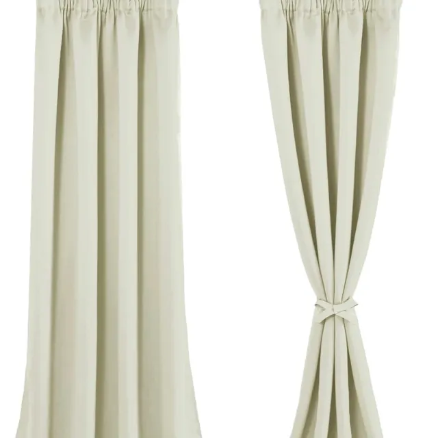 JIUZHEN Ondoorzichtige gordijnen beige - set van 2 - 140 x 260 cm - 100% polyester Lichtbeige