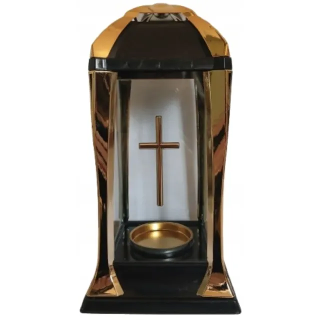 Smaal deco Herdenkinglicht Toronto grafdecoratie grafkaars lantaarn windlicht decoratie Zwart goud