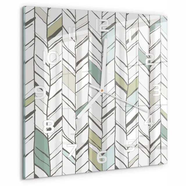 TULUP Wandklok - Visgraatpatroon Glazen Klok Met Print - 30x30 cm - Groente Wandklok Glas Met Motief - Witte handen - Vierkante Klok - Wandklok Glas Decoratie - Gekleurde Glazen Klok
