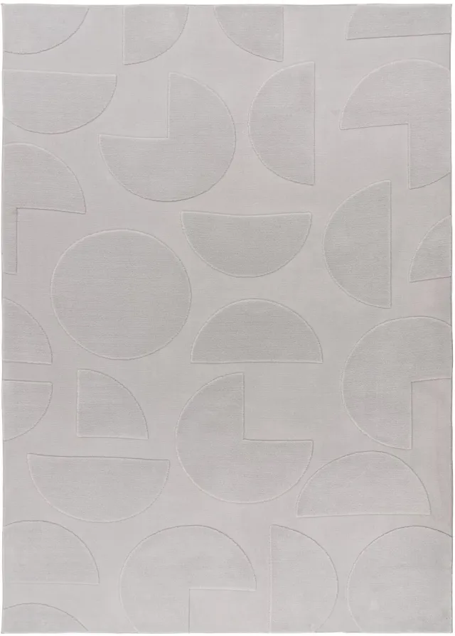Padiro design laagpolig vloerkleed 80 x 150 cm - lichtgrijs - modern geometrisch patroon - voor vloerverwarming - van polyester en katoen