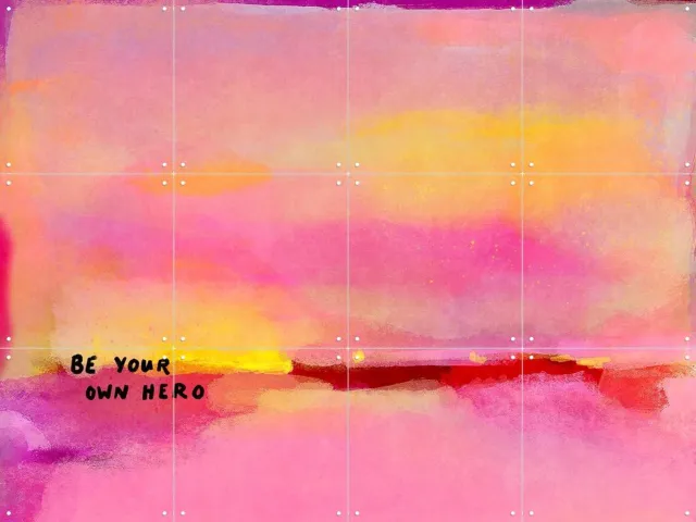 IXXI Be Your Own Hero, Raissa Oltmanns - 80 x 60 cm - Grote wanddecoratie en posters - Modern, Abstract, Aquarel, Kleurrijk, Slaapkamer, Woonkamer Roze / Geel