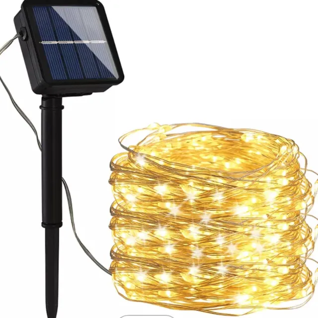 Novarta Solar Led Snoer - Lichtsnoer op Solar Zonne-Energie - Solar Verlichting - Tuin Versiering op Solar Energie - Kerstboom Versiering - Decoratie Zonne-Energie Verlichting, Kerstboom LED Solar String Licht, Warm Wit, 10m, 100 Solar Led Lampen