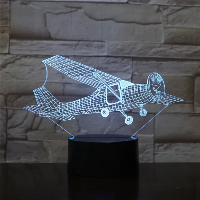 MC Living 3D Led Lamp Met Gravering - RGB 7 Kleuren - Vliegtuig