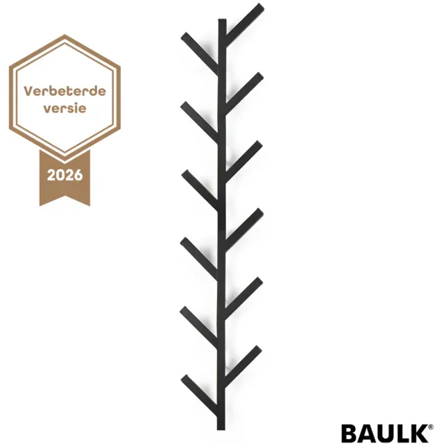 BAULK® Kapstok – Wandkapstok – Kapstok hangend – Verticaal - Zwart – Modern – Large – 85cm