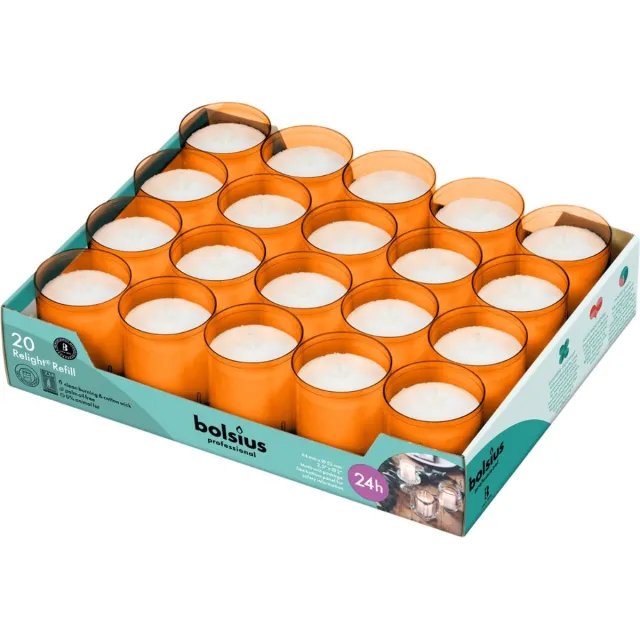 Bolsius Professional Relight navulling - 64/52 - Oranje - 20 Stuks - 24 Branduren