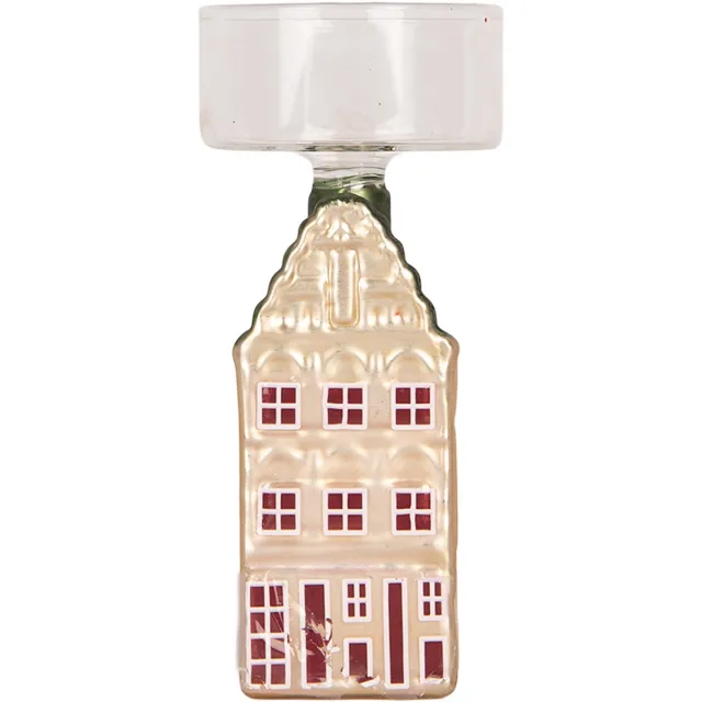 Clayre & Eef Waxinelichthouder 5x5x12 cm Zilverkleurig Glas