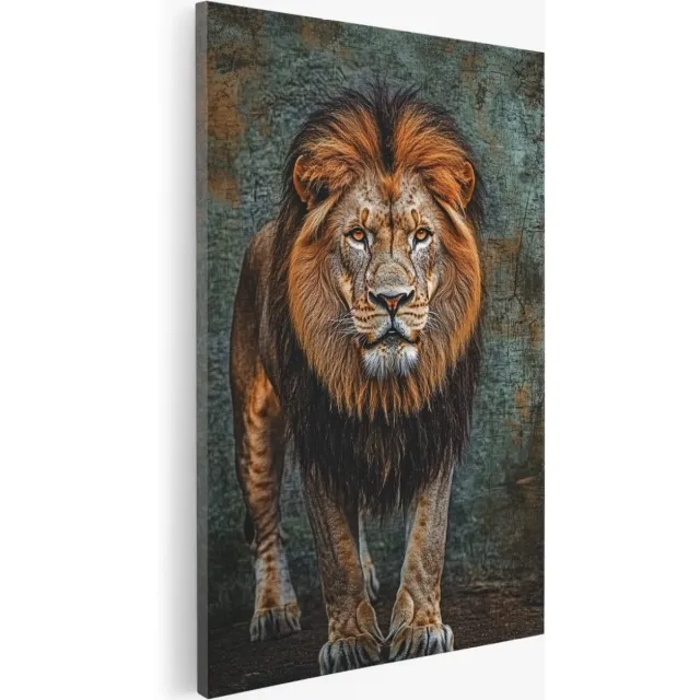 Saammp Canvas Schilderij - Leeuw - Roestachtig - Dieren - 50x70 - Foto op canvas - Wanddecoratie - Muurdecoratie Woonkamer - Slaapkamer decoratie - Canvas Print Multicolor