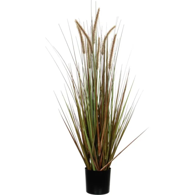 Mica Decorations gras pluim kunstplant - groen/bruin - H150 x D70 cm