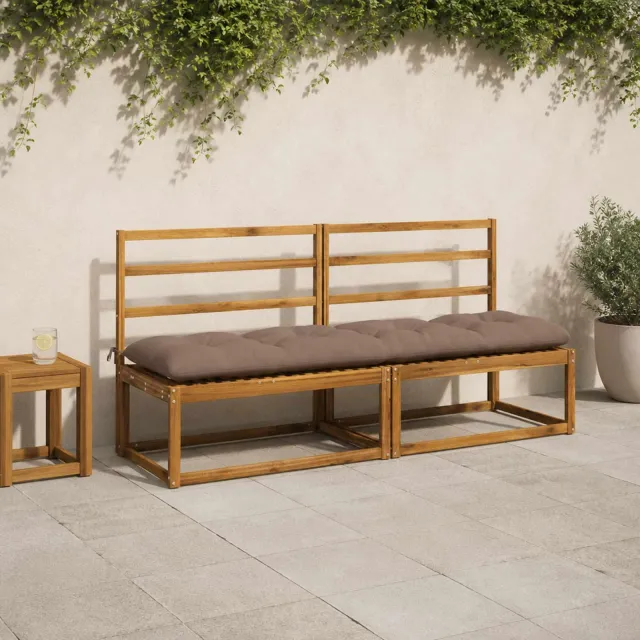 vidaXL Bank Kussens VIANEN 2 st 100% Polyester Taupe 200 x 50 x 12 cm