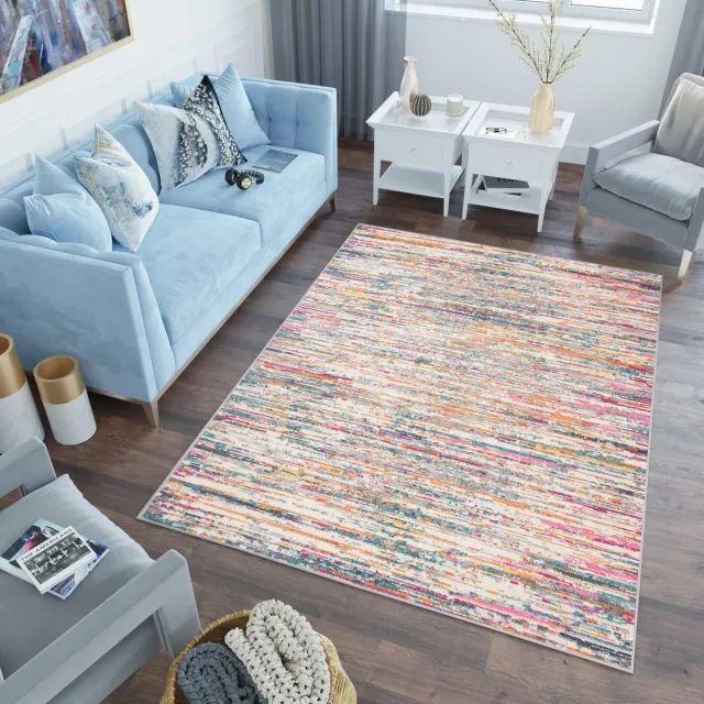Tapiso Lazur Vloerkleed Grijs Roze Abstract Woonkamer Tapijt